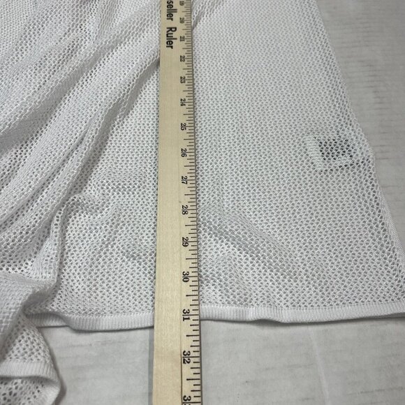 Magaschoni Womens 1X Open Front Long Cardigan White Open Knit Detail White Drape - Picture 6 of 9